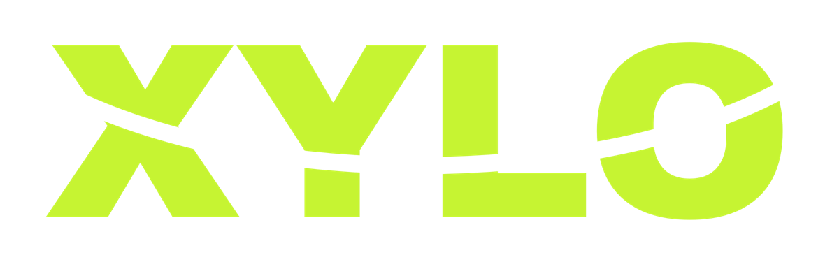 XYLO smile logo in lime on charcoal